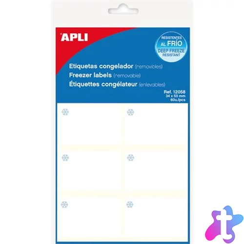 Etikett, 34x53 mm, fagyasztható, kerekített sarkú, A5 hordozón, APLI, 60 etikett/csomag