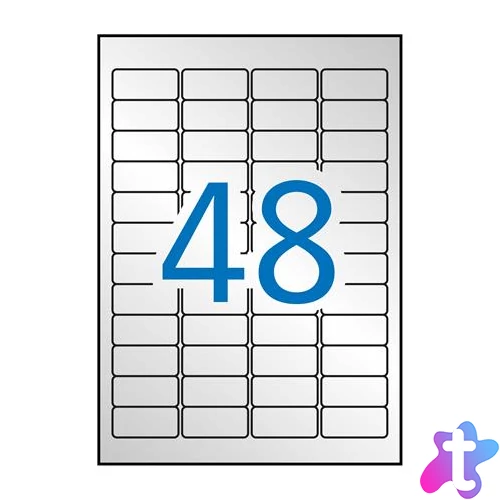 Etikett, 45,7x21,2 mm, poliészter, időjárásálló, kerekített sarkú, APLI, ezüst, 960 etikett/csomag