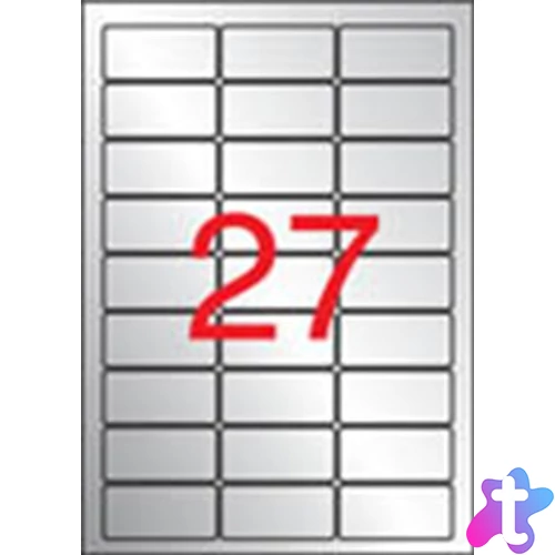 Etikett, 63,5x29,6 mm, poliészter, időjárásálló, kerekített sarkú, APLI, ezüst, 540 etikett/csomag