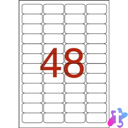 Etikett, 45,7x21,2 mm, poliészter, időjárásálló, kerekített sarkú, fehér, APLI, 960 etikett/csomag