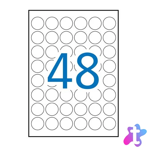 Etikett, 30 mm kör, poliészter, időjárásálló, fehér, APLI, 960 etikett/csomag