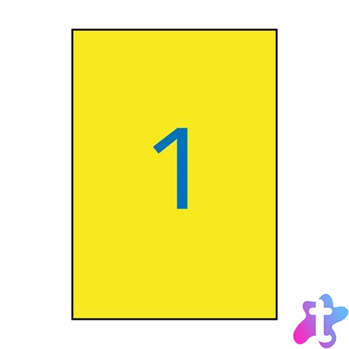 Etikett, 210x297 mm, poliészter, időjárásálló, APLI, sárga, 20 etikett/csomag