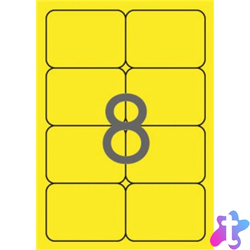 Etikett, 99,1x67,7 mm, színes, kerekített sarkú, APLI, neon sárga, 160 etikett/csomag