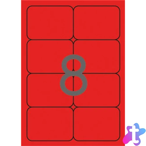 Etikett, 99,1x67,7 mm, színes, kerekített sarkú, APLI, neon piros, 160 etikett/csomag
