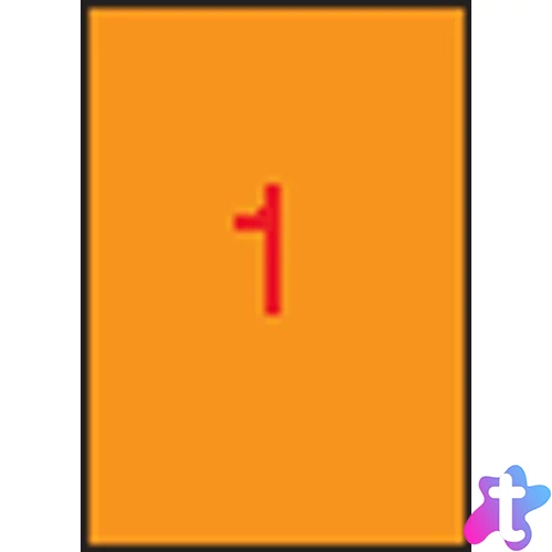 Etikett, 210x297 mm, színes, APLI, neon narancs, 100 etikett/csomag