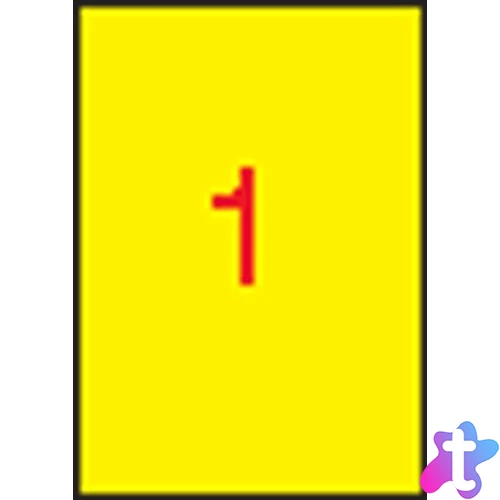 Etikett, 210x297 mm, színes, APLI, sárga, 100 etikett/csomag