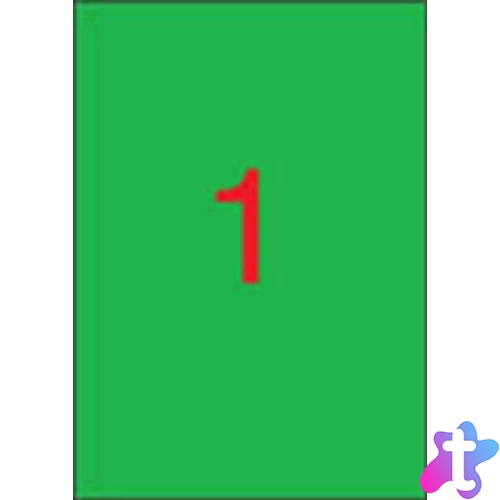 Etikett, 210x297 mm, színes, APLI, zöld, 100 etikett/csomag