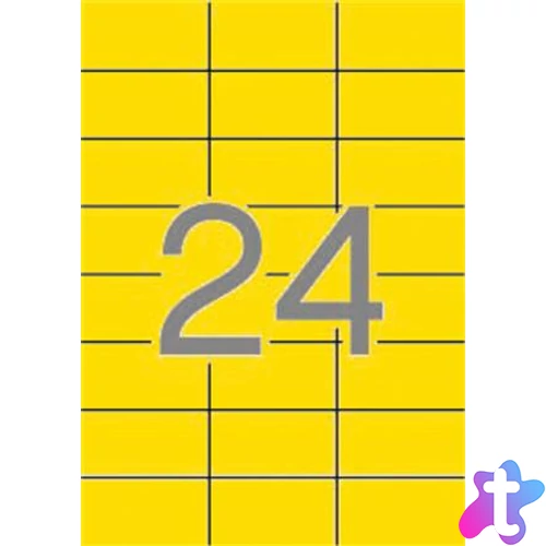 Etikett, 70x37 mm, színes, APLI, sárga, 480 etikett/csomag