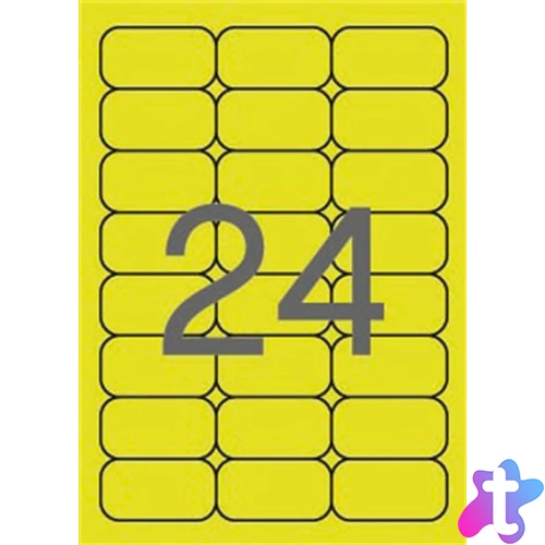 Etikett, 64x33,9 mm, színes, kerekített sarkú, APLI, neon sárga, 480 etikett/csomag