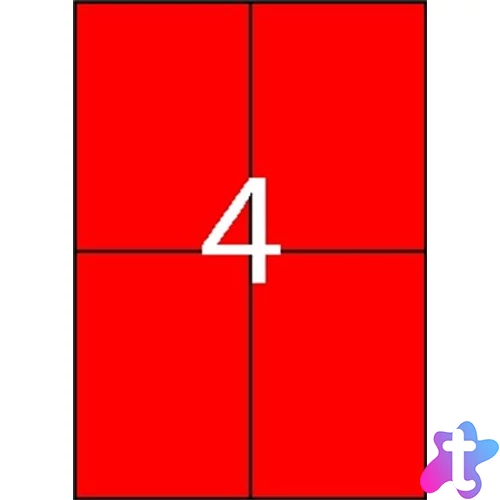Etikett, 105x148 mm, színes, APLI, piros, 80 etikett/csomag