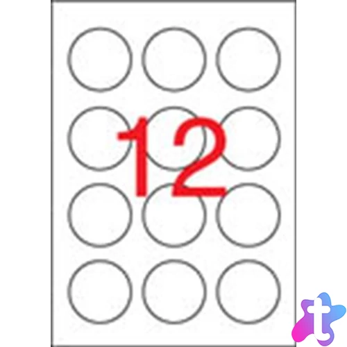 Etikett, 60 mm kör, fehér, APLI, 1200 etikett/csomag