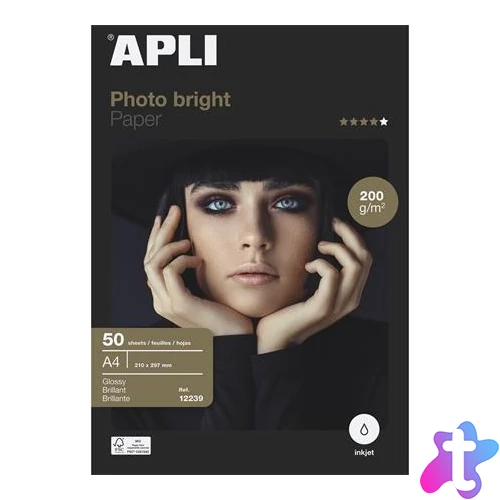 Fotópapír, tintasugaras, A4, 200 g, fényes, APLI "Photo bright"