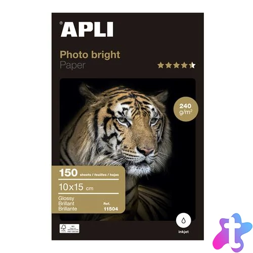 Fotópapír, tintasugaras, 10x15 cm, 240 g, fényes, APLI "Photo Bright"