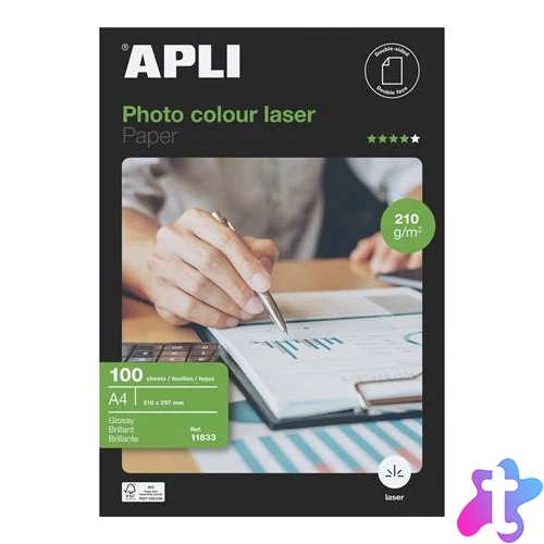 Fotópapír, lézer, A4, 210 g, fényes, kétoldalas, APLI "Premium Laser"