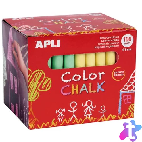 Táblakréta, kerek, 100 darabos, APLI, vegyes színek
