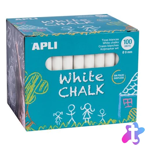 Táblakréta, kerek, 100 darabos, APLI, fehér