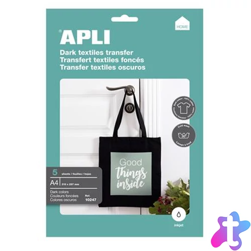 Fólia, vasalható, A4, tintasugaras nyomtatóba, sötét pólóhoz, APLI