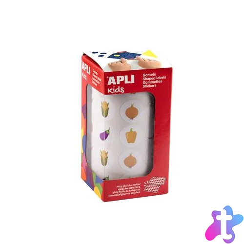 Fejlesztő matricák, 20mm, zöldség, APLI Kids "Stickers", vegyes minták, 900 etikett/tekercs