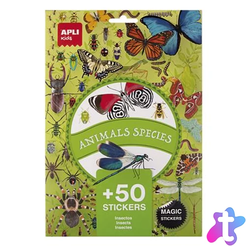 Matrica, újra felhasználható, 50 db, APLI Kids "Stickers", rovarok