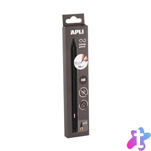 Töltőceruza, HB, hatszögletű, csereheggyel, APLI "Infinite", fekete