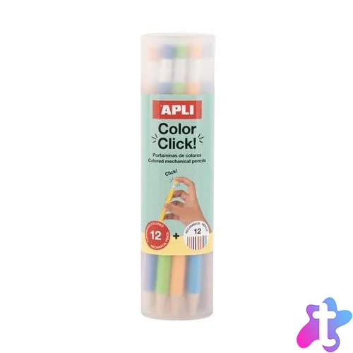Színes töltőceruza készlet, ceruzatartóban, APLI "Color Click", 12 különböző szín