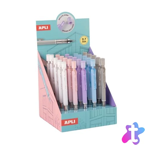 Nyomósirón display, 0,7 mm, hegyezővel,  rázós, APLI, vegyes színekben, 25 db