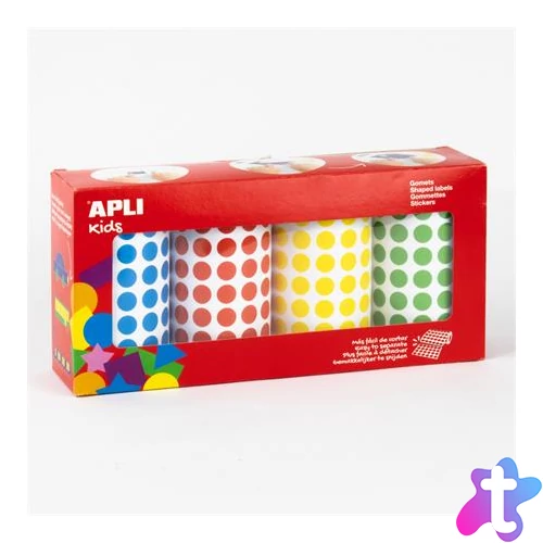 Kerek matricák, 10,5 mm, APLI Kids "Stickers", 4 tekercs, vegyes színek