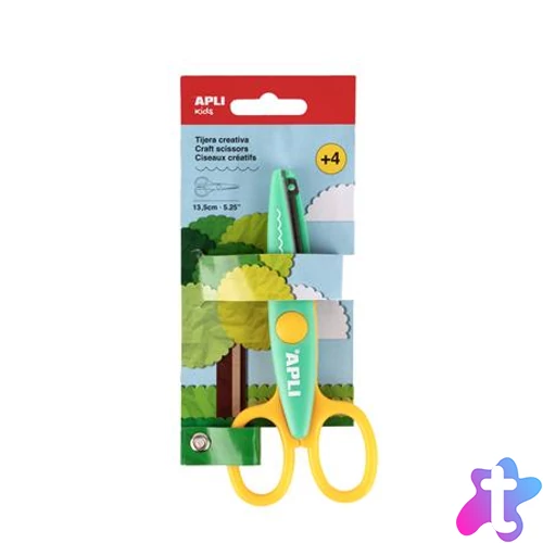 Olló, kreatív, hullám, APLI Kids "Toothed", zöld-sárga