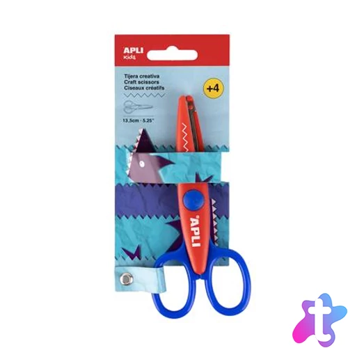 Olló, kreatív, cikkcakk, APLI Kids "Zig-Zag", piros-kék