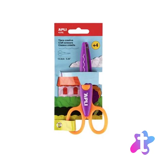 Olló, kreatív, ívelt, APLI Kids "Curved", lila-narancssárga