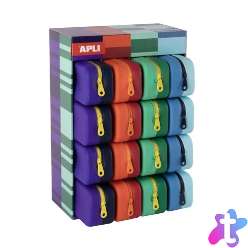 Tolltartó, display, cipzáras, szilikon, kétszínű, APLI "Vibrant", vegyes színek