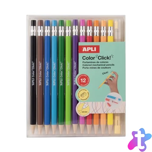 Színes töltőceruza készlet, APLI "Color Click", 12 különböző szín