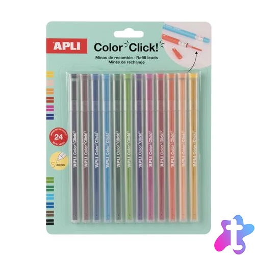 Utántöltő színes töltőceruza készlethez, APLI "Color Click", 24 db, 12 szín
