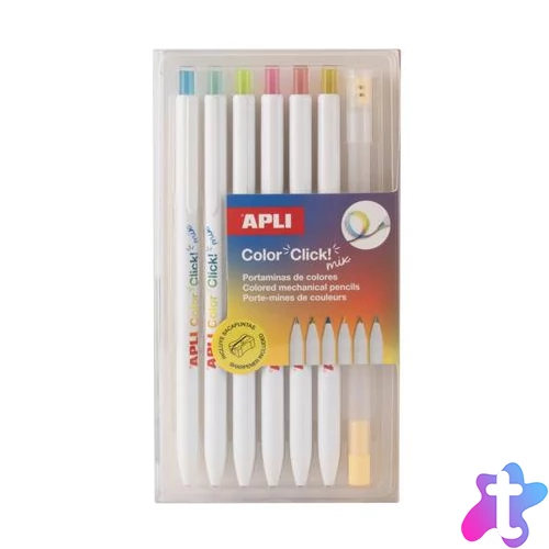 Színes töltőceruza készlet, többszínű írásvonal, APLI "Color Click Mix"
