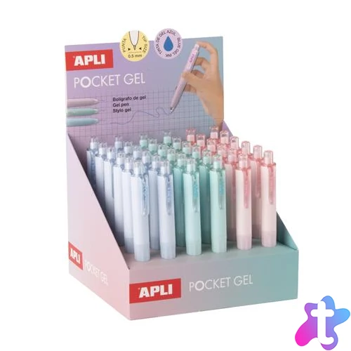 Mini zseléstoll display, 0,5 mm, nyomógombos, APLI "Pocket Gel", vegyes pasztell színek