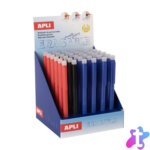 Zseléstoll display, 0,5 mm, nyomógombos, radírozható, APLI "Erasable", vegyes színek