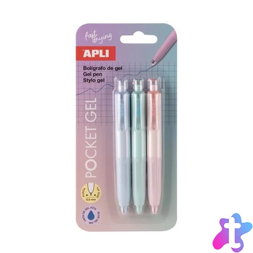 Mini zseléstoll, 0,5 mm, nyomógombos, APLI "Pocket Gel", vegyes pasztell színek