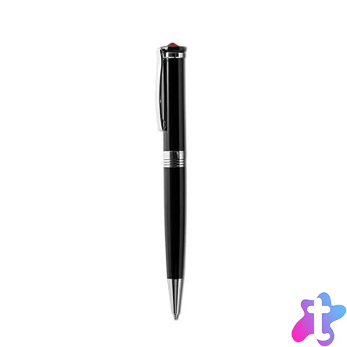Golyóstoll, fekete, "Rimini", light siam piros SWAROVSKI® kristállyal, 14 cm, ART CRYSTELLA®