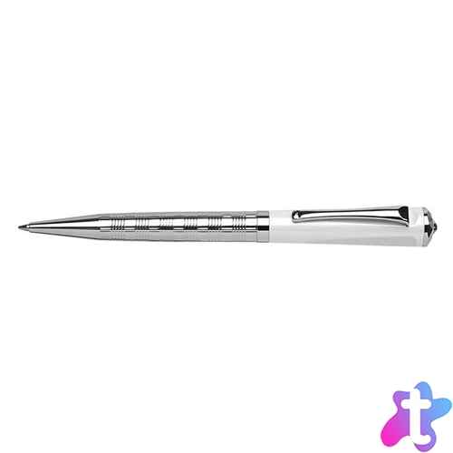 Golyóstoll, fehér-ezüst "Rialto", fehér SWAROVSKI® kristállyal, 14cm, ART CRYSTELLA®
