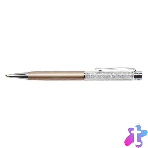 Golyóstoll, arany, felül fehér SWAROVSKI® kristállyal töltve, 14 cm, ART CRYSTELLA®