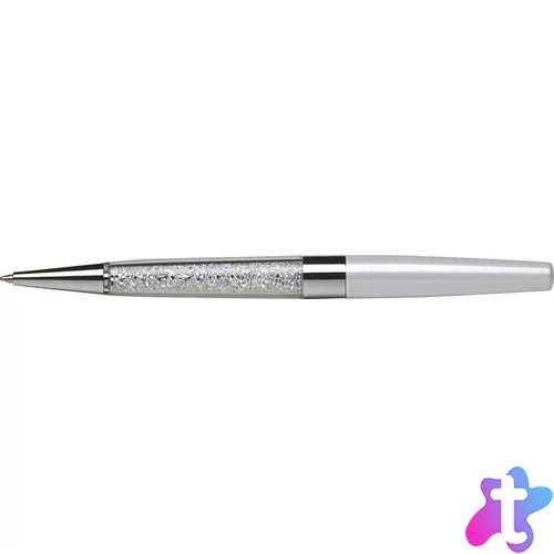 Golyóstoll, krémfehér, alul fehér SWAROVSKI® kristállyal töltve, 14cm, ART CRYSTELLA®