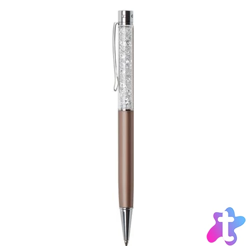 Golyóstoll, rose gold, felül fehér SWAROVSKI® kristállyal töltve, 14 cm, ART CRYSTELLA®