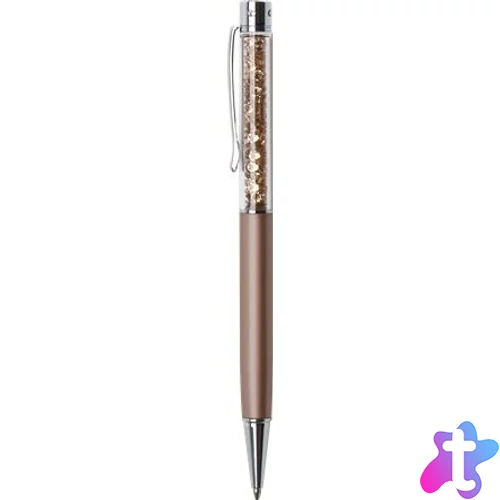 Golyóstoll, rose gold, felül topáz SWAROVSKI® kristállyal töltve, 14 cm, ART CRYSTELLA®
