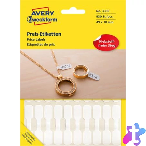 Árazócímke, 49x10 mm, AVERY ZWECKFORM, fehér