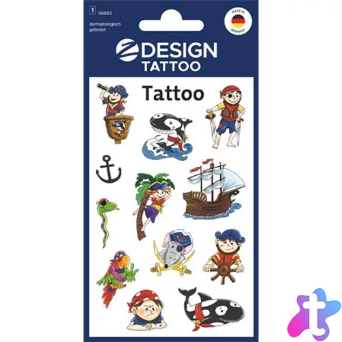 Matrica, tetoválás, 1 ív, 76x120 mm, AVERY ZWECKFORM, "Z-Design No.56683", kalózok