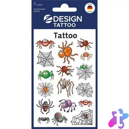 Matrica, tetoválás, 1 ív, 76x120 mm, AVERY ZWECKFORM, "Z-Design No.56693", pókok