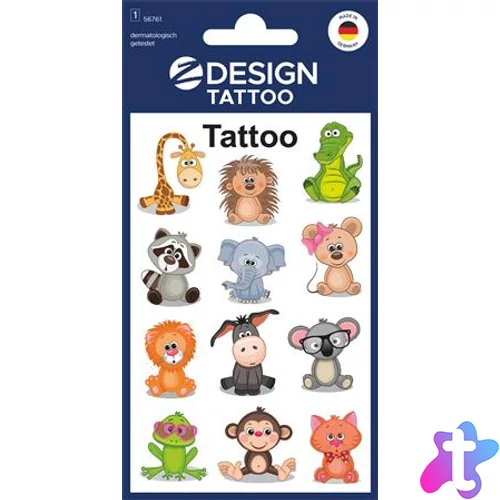 Matrica, tetoválás, 1 ív, 76x120 mm, AVERY ZWECKFORM, "Z-Design No.56761", állatok