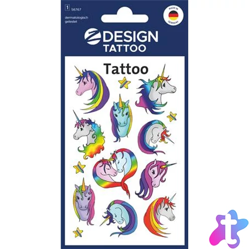 Matrica, tetoválás, 1 ív, 76x120 mm, AVERY ZWECKFORM, "Z-Design No.56767",  unikornisok