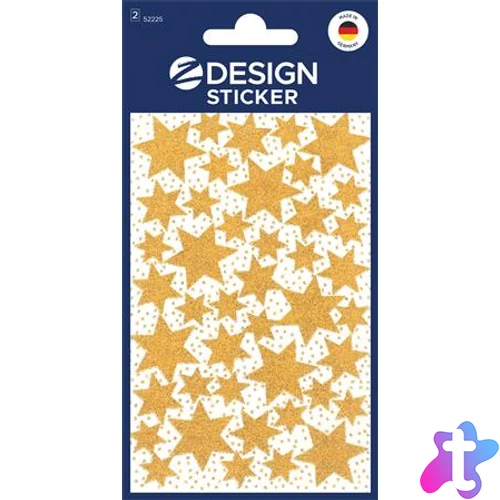 Matrica, 2 ív, 76x120 mm, AVERY ZWECKFORM, "Z-Design No.52225", arany csillagok