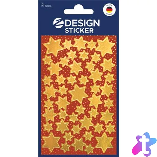 Matrica, 2 ív, 76x120 mm, AVERY ZWECKFORM, "Z-Design No.52806", arany csillagok
